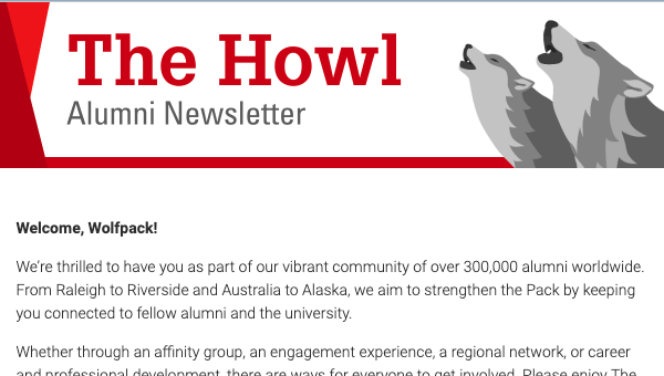 Screen shot of the Howl Newsletter